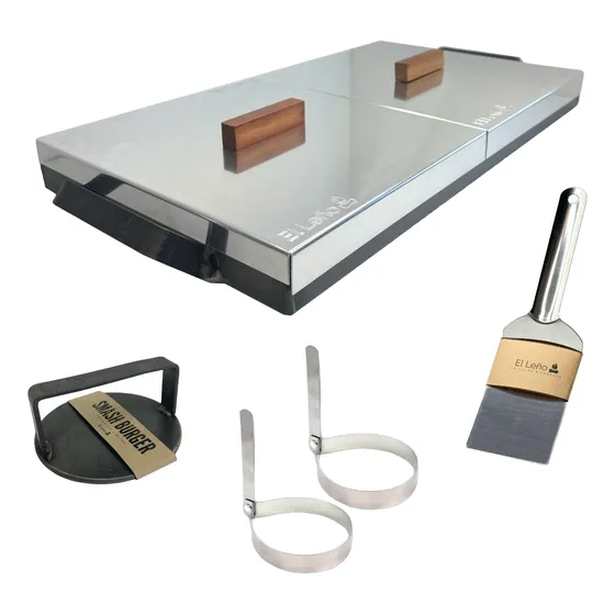 Plancha Bifera Con Tapas + Espatula + Moldes + Smash Burger