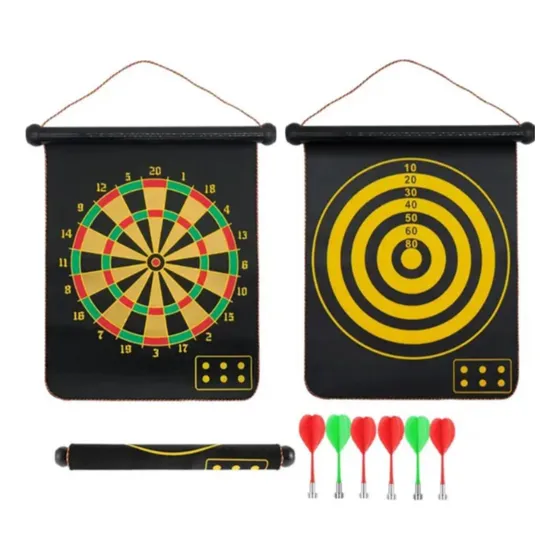 Jogo De Dardos Magnetico Tabuleiro Alvo Dupla Face 38cm