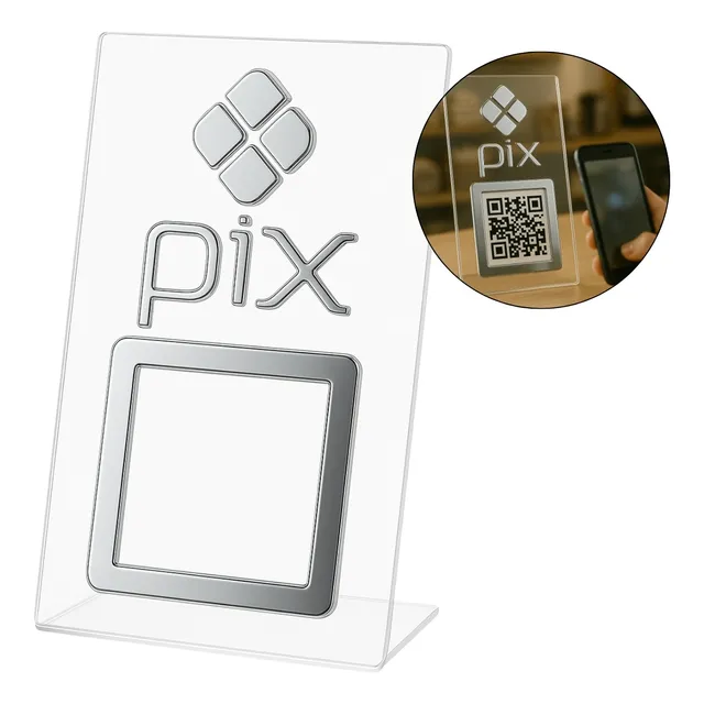 Placa Qr Code Pix Pagamento Balcão Display Plaquinha Mesa
