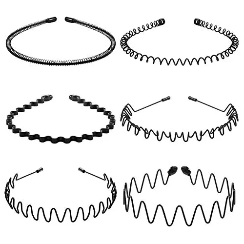 Lurrose 6pcs Unisex Wavy Headband Metal Hair Hoop 7sbvc