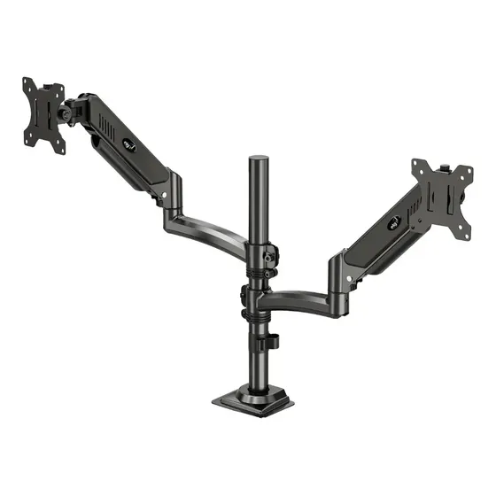 Suporte Mesa Torre 2 Monitores 17 a 35 Polegadas 9kg ELG por Braço Vertical Coluna 42cm Altura até 6