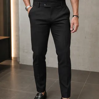Fusion Modas Calça Alfaiataria Masculina Slim Fit Premium Social Preto Liso 44Por