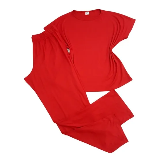 Pijamas Unicolor Dama Pantalon Largo Y Franela Manga Corta 