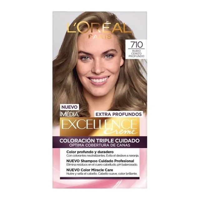 Tinte Imedia Excellence Loreal Creme Tono 710 Rubio Cenizo