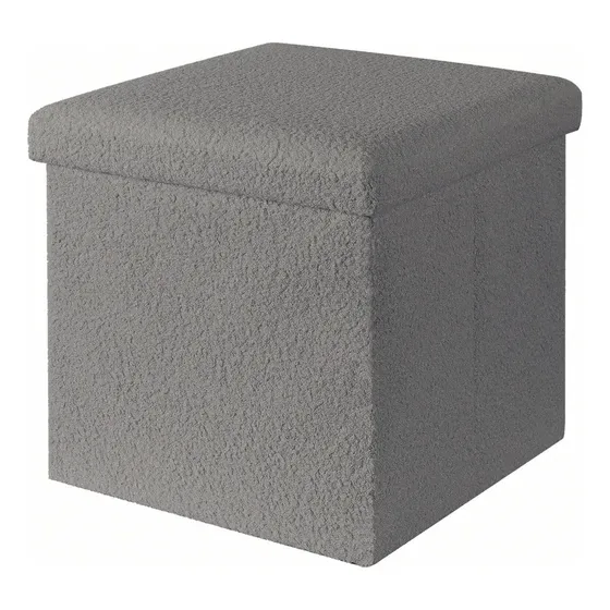 Puff Cuadrado Estructura Reforzada De Madera, Metal Plegable Color Gris