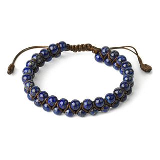Pulsera Brazalete Cuentas De Lapislázuli Capa Doble Unisex Pulsera Brazalete Cuentas De Lapislázuli Capa Doble Unisex