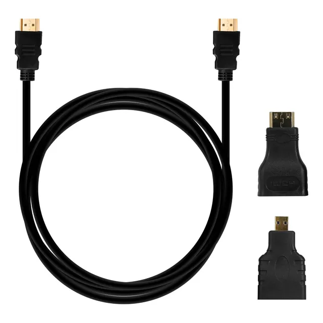 Cable Hdmi Plano 1.5 M Set 3 En 1 Adaptadores Mini Micro