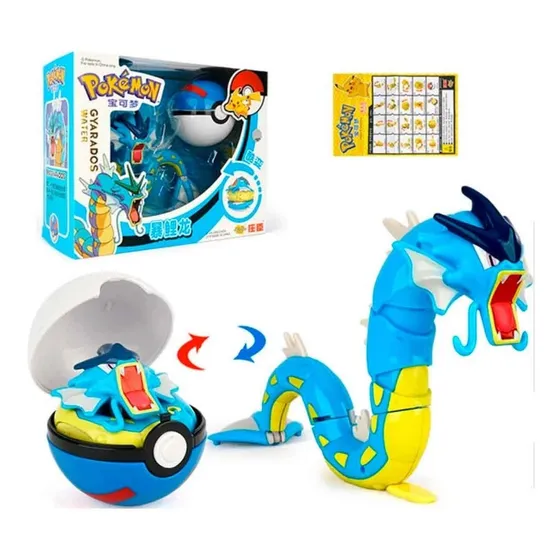 Juguete Gyarados Con Pokebola Articulable Pokémon 20cm Largo