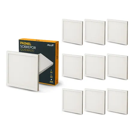 Kit 10 Painel Led Plafon Easy 30w 39x39 6500k Sobrebor Quadrado Alut