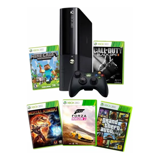 Xbox 360 Com 1 Controle 120gb Com Varios Jogos