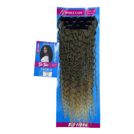 Kit 3 Peças Aplique Tic Tac Cacheado Bio Fibra Sophia 75cm