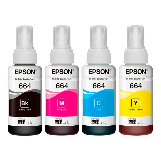 Pack 4 Botellas De Tintas Ecotank T664 L380 L1300