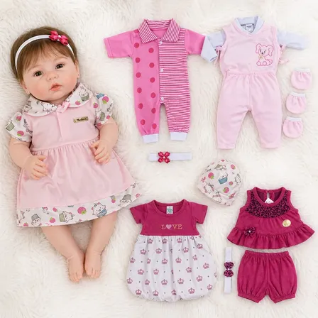 Lote Com 5 Roupinhas Para Bebê Reborn Tamanho P