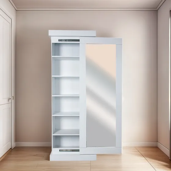 Mueble Con Espejo Puerta Corrediza Zapatera Multifuncional Blanco