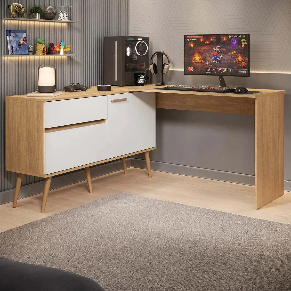 Mesa Gamer em L Arena Multimóveis MP6050