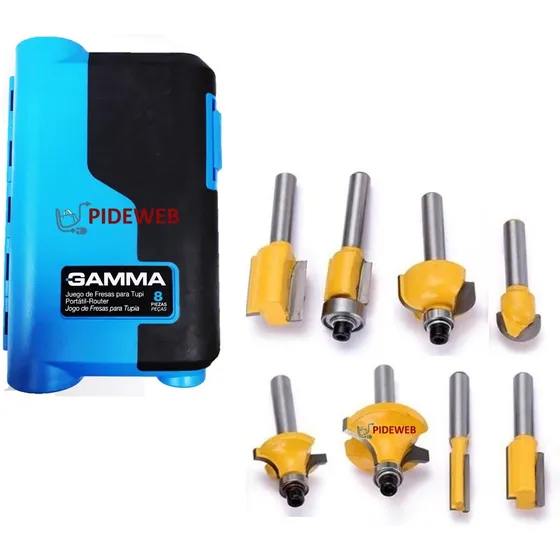 8 Fresas Fresadora Router Tupi Skil Stanley Einhell Kit 1/4