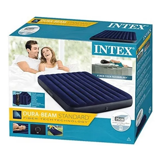 Colchón Inflable Intex Set 2 Plazas Alto 25cm Con Bomba