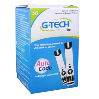 50 Fitas Tiras Reagentes G-tech Lite Glicemia 50 Fitas Tiras Reagentes G-tech Lite Glicemia