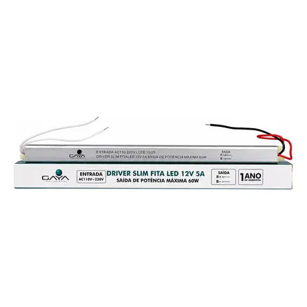 Fonte Driver Ultra Slim 5a 12v 60w Bivolt Gaya Para Fita Led