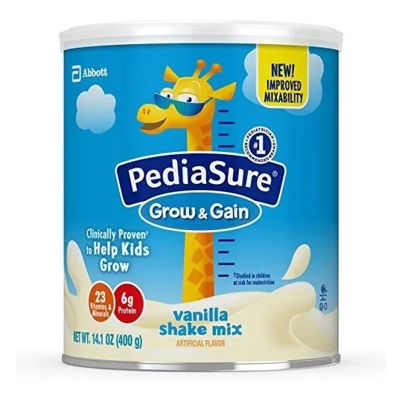 Pediasure Grow & Gain Vanilla Shake Mix, 3 Latas 400 Gramos