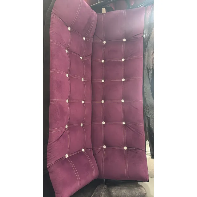 Sofá Cama Reclinable Morado Con Detalles De Botones Plata