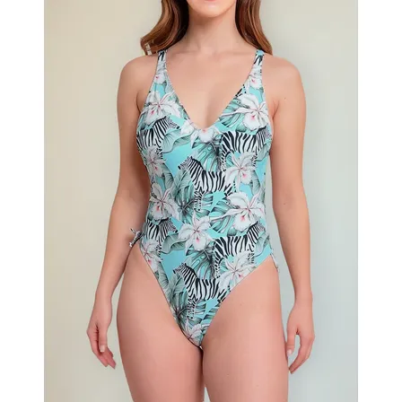 Traje De Baño Rebajado Estampado Verde