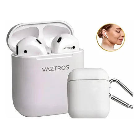 Fone Bluetooth Vaztros Premium Com Case Silicone Branco Branco
