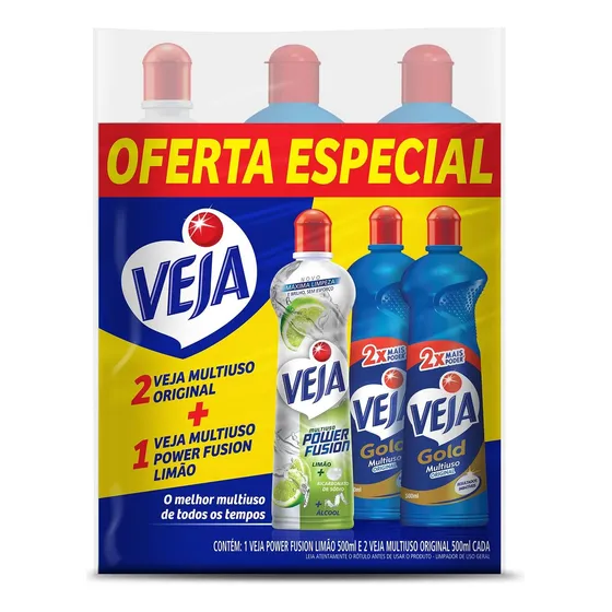 Kit 2 Limpador Multiuso Original 500ml + 1 Power Fus Veja