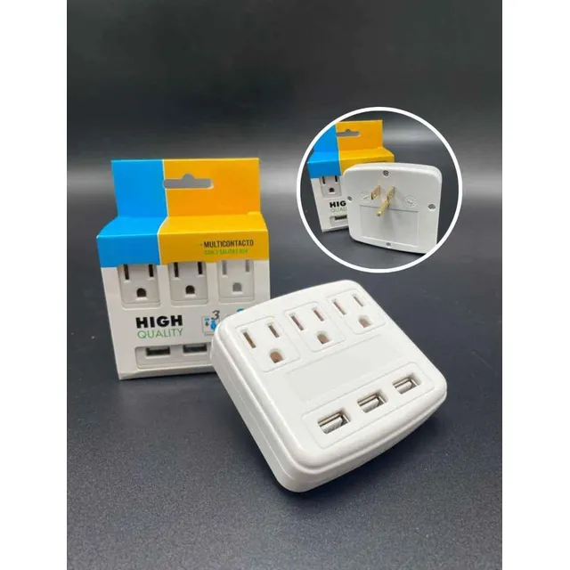 Tomacorriente 3 Tomas 110v + 3 Usb 2.0a