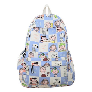 Mochila Versátil Versão Coreana Snoopy Design Xadrez Mochila Versátil Versão Coreana Snoopy Design Xadrez