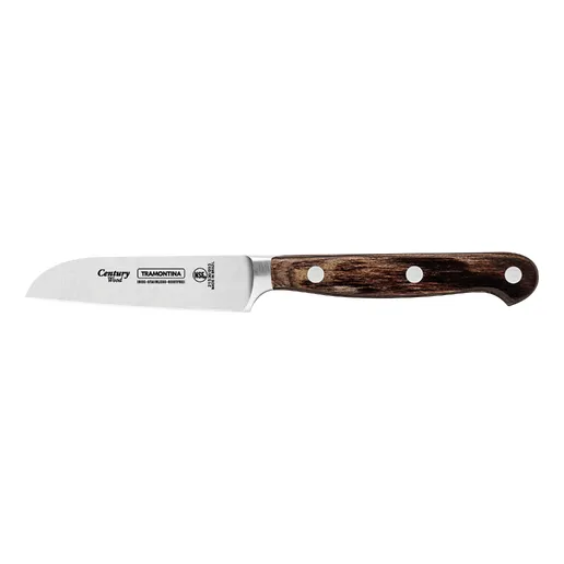 Cuchillo para Frutas y Verduras Tramontina Century Wood con Lámina de Acero Inoxidable y Mango de Madera Tratada Castaño 3"