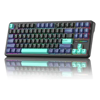 Aula F87 Teclado Mecánico Inalámbrico Bluetooth De Tres Modo Negro Inglés Internacional