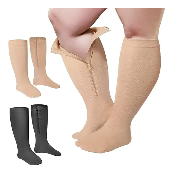 Medias Compresion 2 Pares Cremallera  15-25  Extragrandes