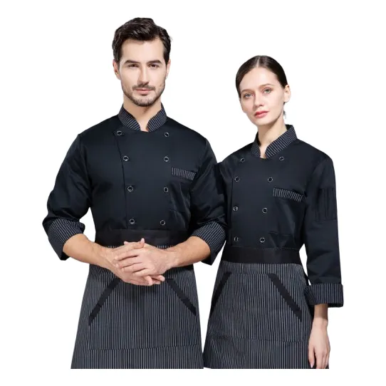 Chaqueta Chef Unisex Manga Larga Paliacate Mandil 2pcs