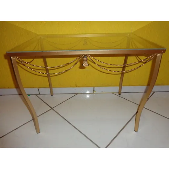 Aparador Em Ferro Mesa Centro Com Vidro 60cm .