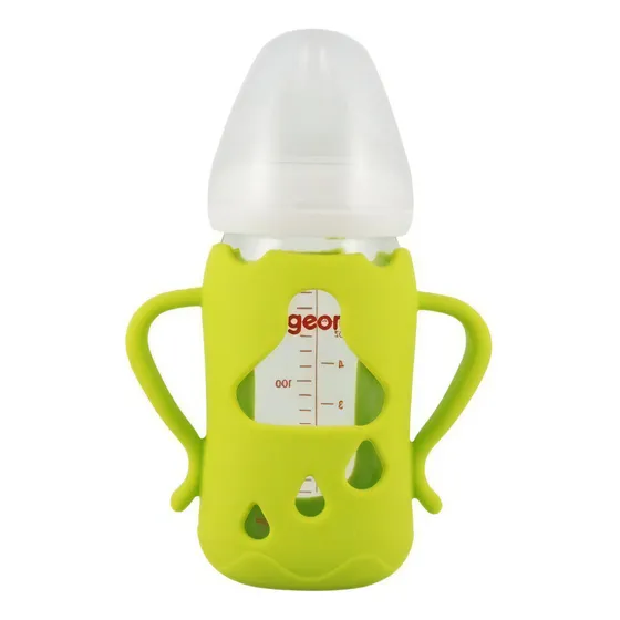 Protector De Silicona Para Mamadera Vidrio Color Verde Claro Pigeon Softouh 160 Ml