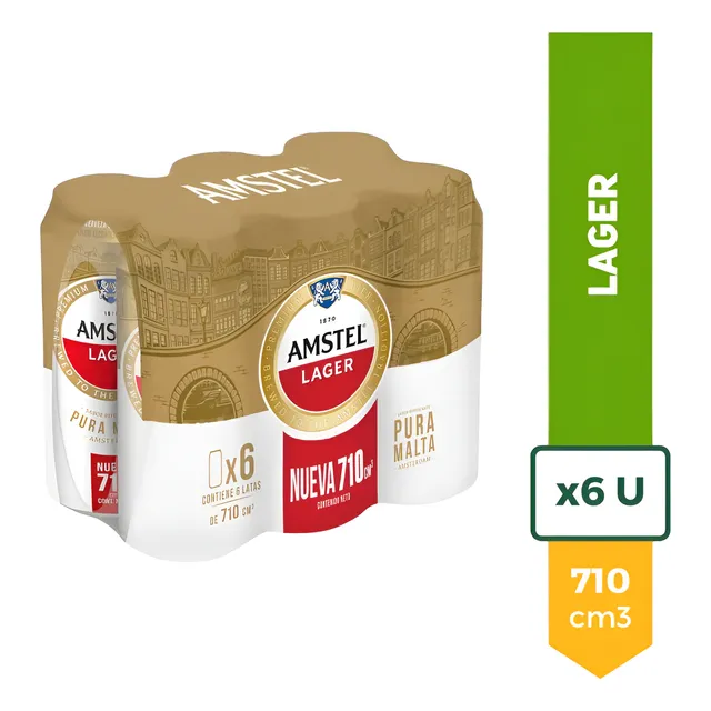 Pack X6 Cerveza Amstel Lager 710 Ml Universo Binario