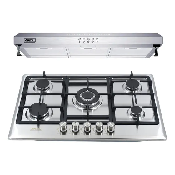 Combo Parrilla Y Campana Extractora Slim 80 Cm Acero Inoxidable Arol P-in5q76 Y Csi-80ai