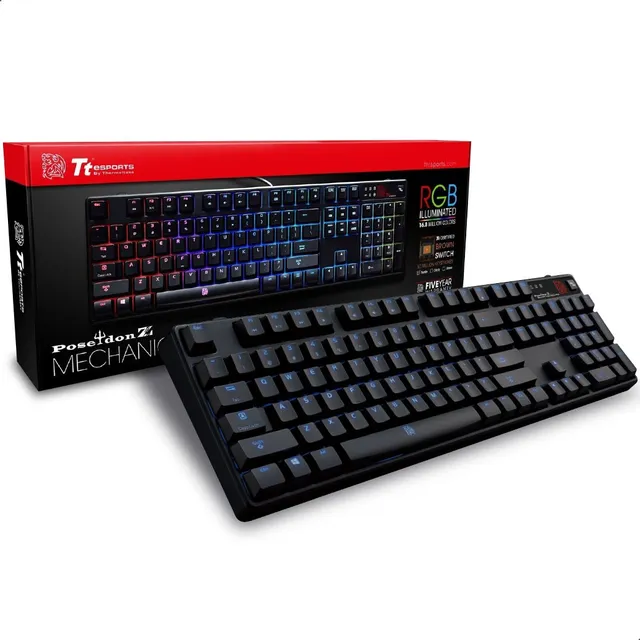 Teclado Tt Esports Thermaltake Poseidon Z Rgb Brown Switch Negro Inglés