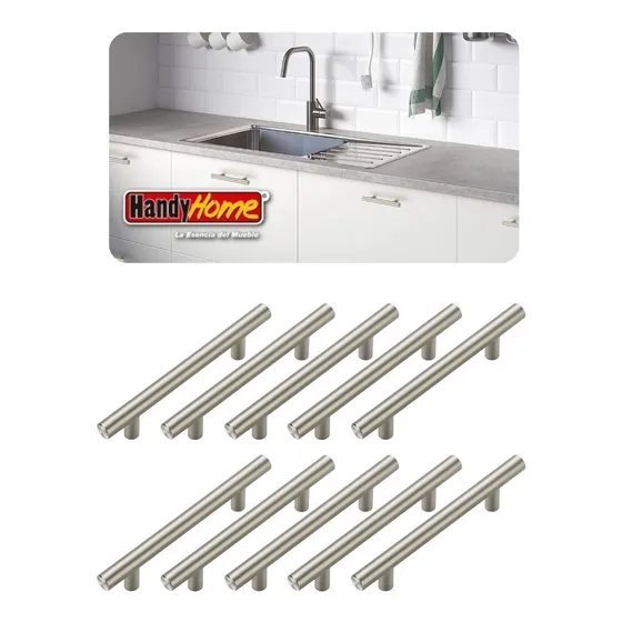 Jaladera De Barra En Acero Inoxidable Hueca 12.4cm 10 Piezas
