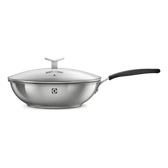 Panela Wok Antiaderente Com Tampa (28cm) Electrolux - Cor Prateado