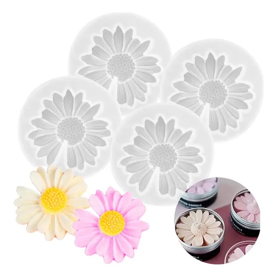 4pz Moldes De Silicon Flores Gerbera Adornos Velas Jabones