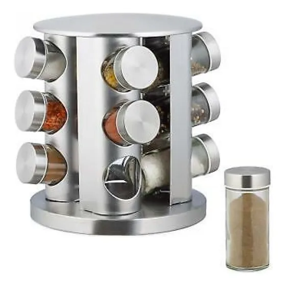 Condimentero Giratorio Especiero / Cocina X12 Recipientes Color Gris