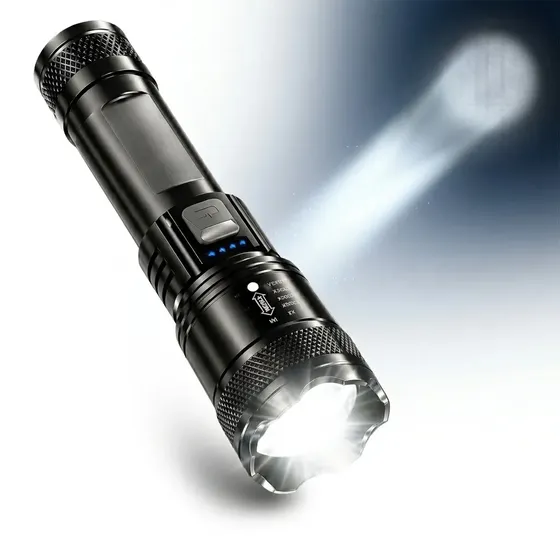 Lanterna Militar Tática Led Cree Recarregável Mais Forte Do Mundo Ultra Potente 1000m Zoom Alto Brilho Resistente Agua Sitio Fazenda Mobarato