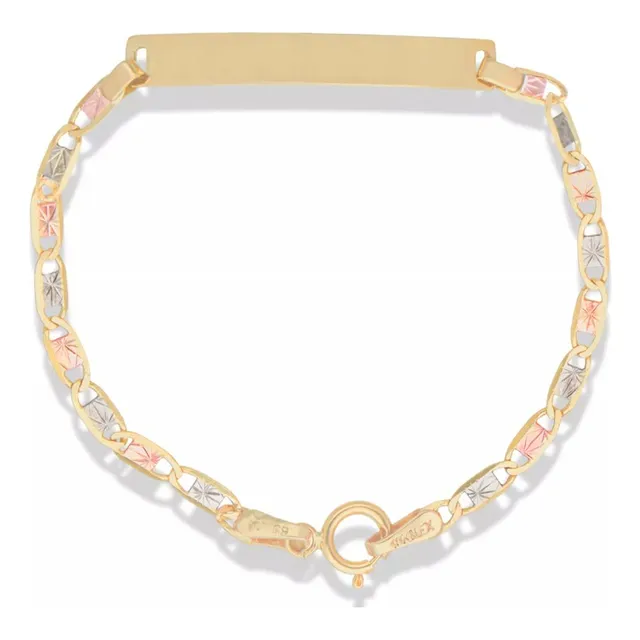 Pulsera Esclava Placa Oro 10k 12cm Bebe Bautizo Niño Figaro Bebe Oro 10 Kilates Joyería Fina Oro Puro 10 Kilates Regalo Bebe Niño Niña Niños Esclava De Oro 10k Oro Florentino 3 Oros
