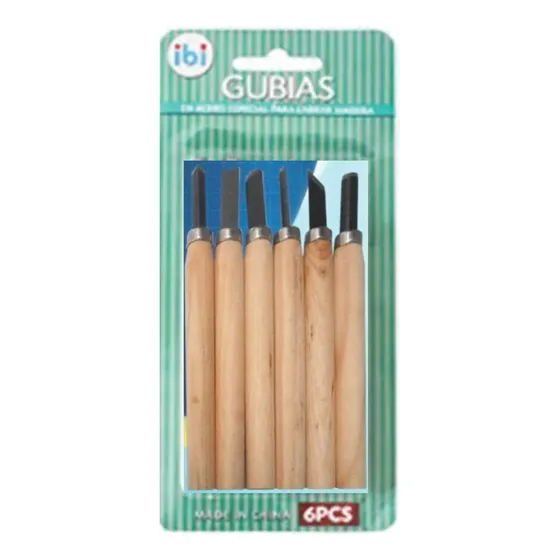 Set De Gubias Ibi De Acero Para Tallar En Madera En 6 Formas