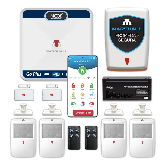 Alarma Marshall Inalámbrica Casa Go Plus Wifi Internet Kit