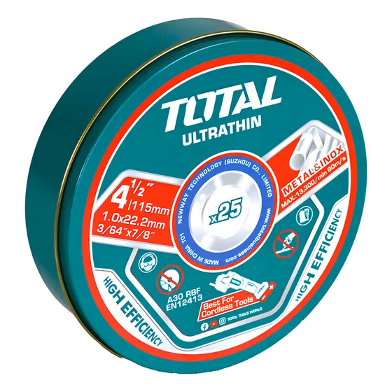 Disco De Corte 115mm P/ Metal Acero Inoxidable 25 Und Total Color Turquesa