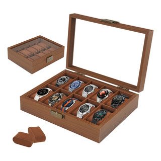 Caja Para Relojes Y Alhajero Con 10 Compartimentos En Nogal Caja Para Relojes Y Alhajero Con 10 Compartimentos En Nogal