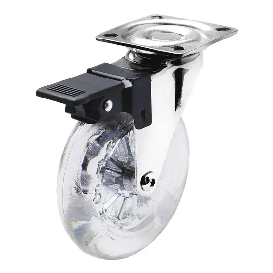 Rodizio Roda 100mm Com Freio Rodinha Silicone Gel P/ Móveis Cor das rodas Incolor